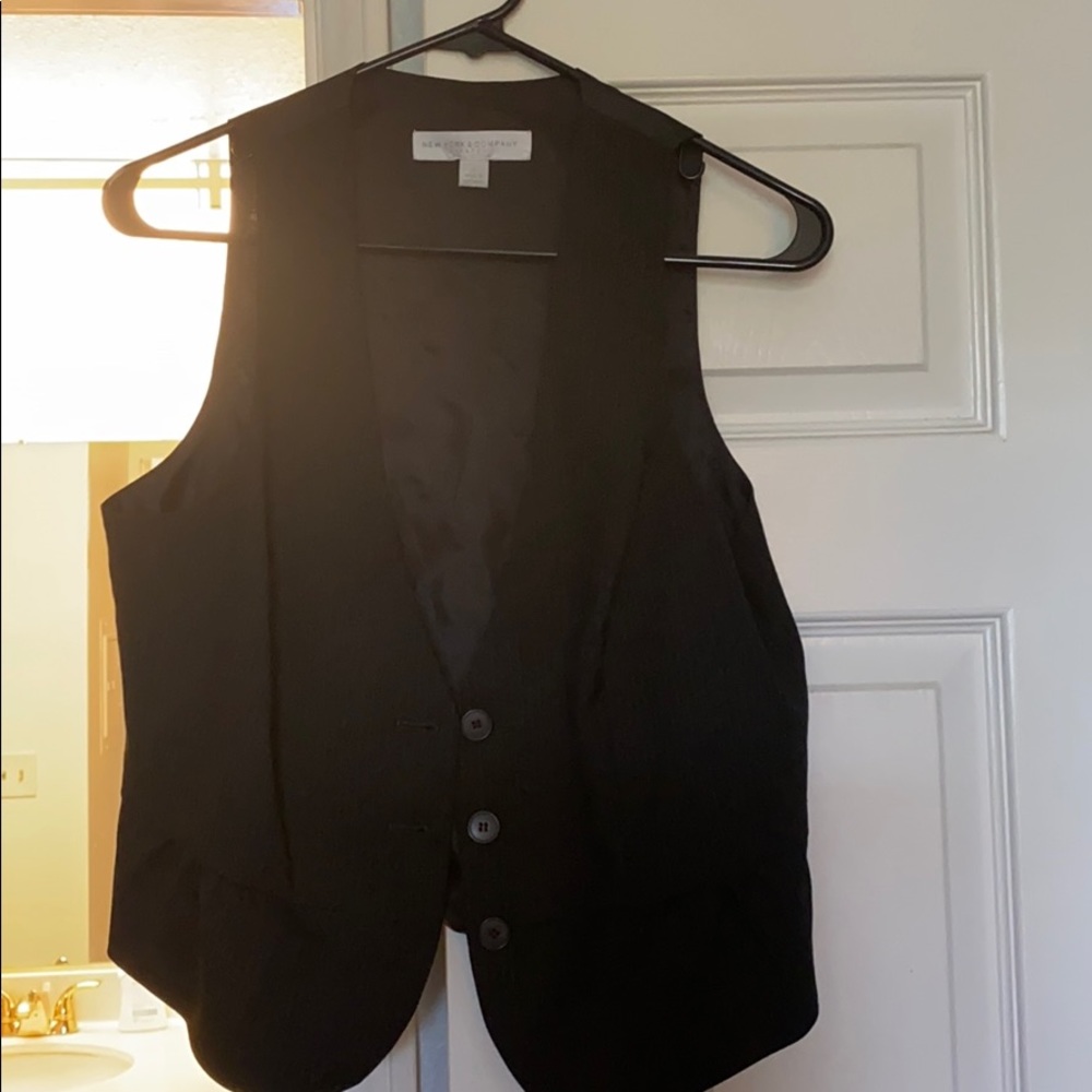 New York and Company Black Pinstripe Vest